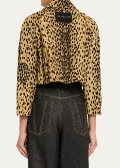 NACKIYEPixie Cheetah-Print Velvet Crop Jacket