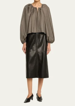 NACKIYERunway Leather Midi Skirt