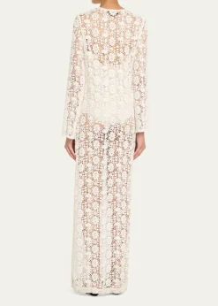 Nili LotanDella Floral Crochet Knit Long-Sleeve Maxi Dress