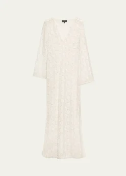 Nili LotanDella Floral Crochet Knit Long-Sleeve Maxi Dress