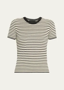 Nili LotanHettie Striped Ribbed Silk T-Shirt
