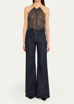Nili LotanNikki Silk Polka Dot Halter Top