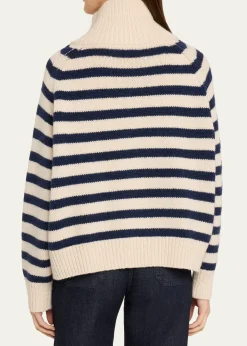 Nili LotanRaelyn Striped Zip Turtleneck Cashmere Sweater