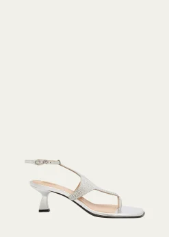 NodaletoDona Nova Embellished Metallic Leather Kitten-Heel Sandals