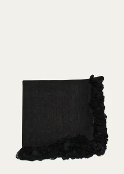 Nomi KBlack Romantic Linen Napkin With Volume Lace Trim