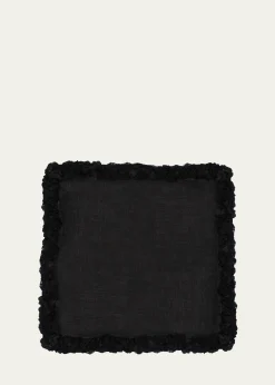 Nomi KBlack Romantic Linen Napkin With Volume Lace Trim