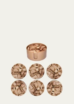 Nomi KBlush Stone Lacquer Round Coasters, Set of 6