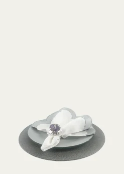 Nomi KEmbossed Vegan Leather Placemat with Silver Butterflies
