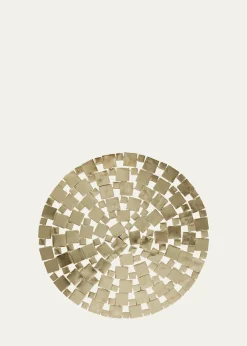 Nomi KModern Squares Goldtone Metal Placemat, 15" Round