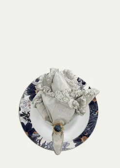 Nomi KSilver Leaf Dragonfly Lacquer Placemat, 15" Round