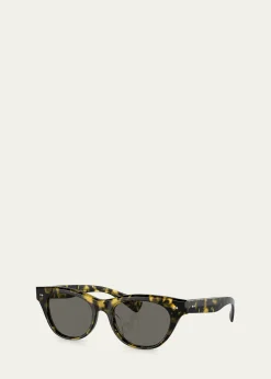 Oliver PeoplesAvelin Havana Acetate Butterfly Sunglasses