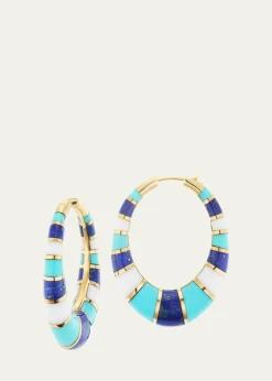 Orly MarcelChunky Inlay Hoop Earrings with Turquoise
