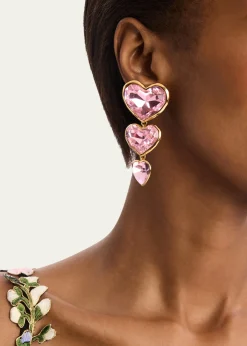 Oscar de la RentaCrystal Heart Drop Clip-On Earrings