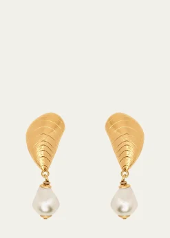 Oscar de la RentaMussel Pearly Drop Clip-On Earrings