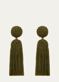 Oscar de la RentaShort Silk Rope Tassel Clip-On Earrings