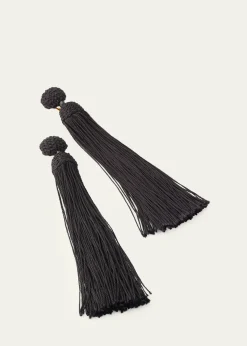 Oscar de la RentaSilk Rope Tassel Clip-On Earrings