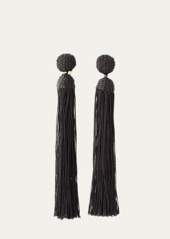 Oscar de la RentaSilk Rope Tassel Clip-On Earrings