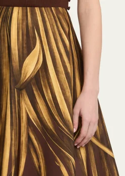 Oscar de la RentaPalm-Print Faille Midi Skirt