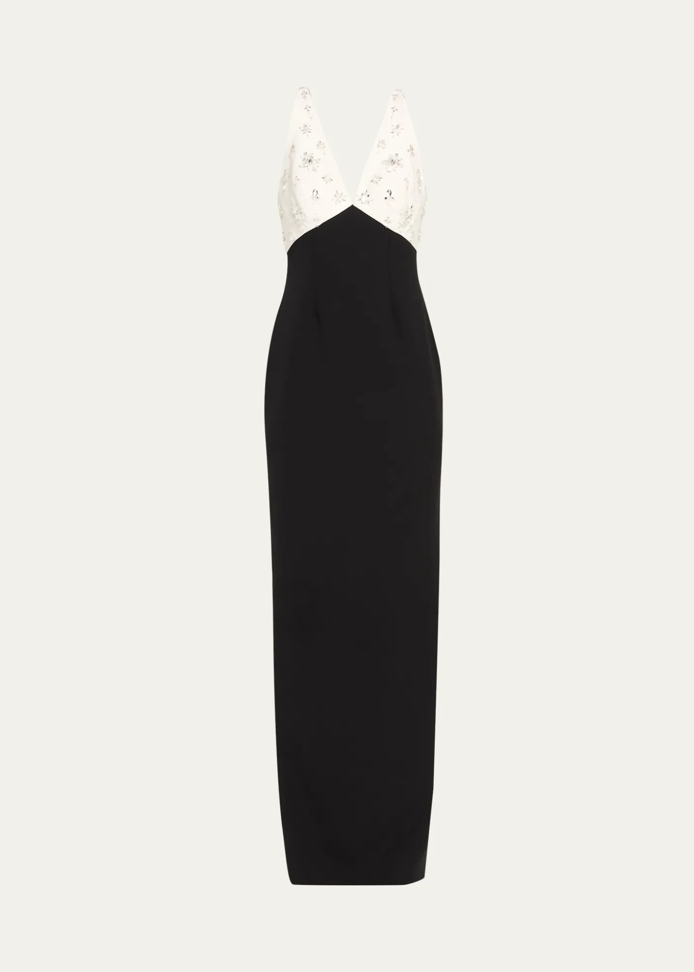 Pamella RolandCrystal Colorblock Crepe Column Gown