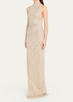 Pamella RolandEmbroidered Tulle Halter Gown