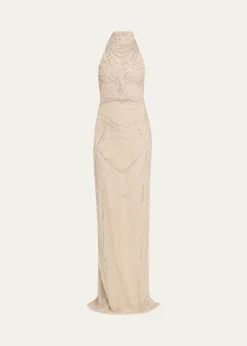 Pamella RolandEmbroidered Tulle Halter Gown