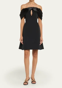 Pamella RolandFaille Off-Shoulder Mini Dress