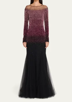 Pamella RolandOmbre Signature Sequin Illusion Trumpet Gown