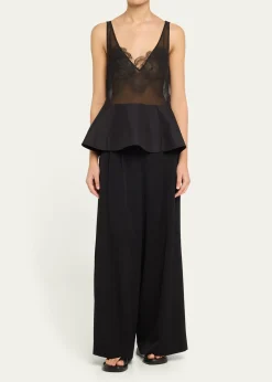 3.1 Phillip LimLace Peplum Sheer Silk Tank Top