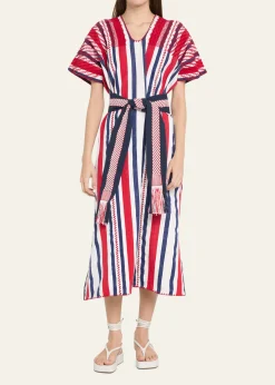 Pippa HoltThree-Panel Striped Embroidered Midi Kaftan