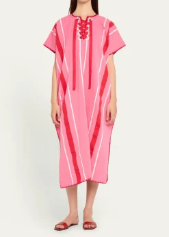 Pippa HoltTwo-Panel Striped Midi Kaftan with Laced Detailing