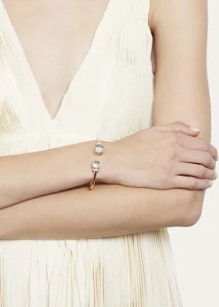 PomellatoNudo Classic and Petit Rose Gold Bangle with Sky Blue Topaz, Size M