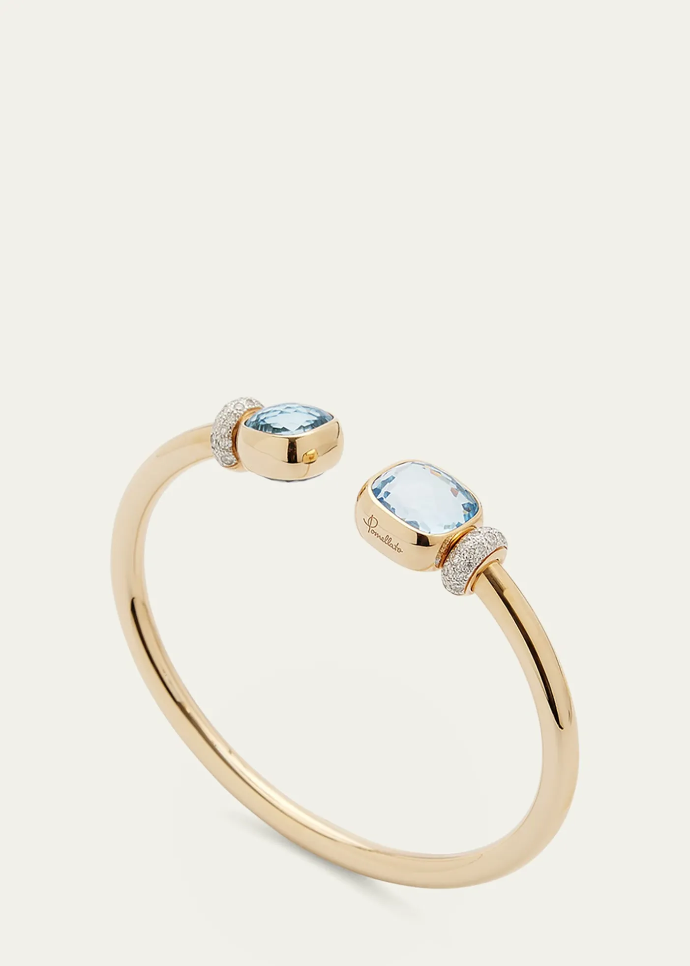 PomellatoNudo Classic and Petit Rose Gold Bangle with Sky Blue Topaz, Size M