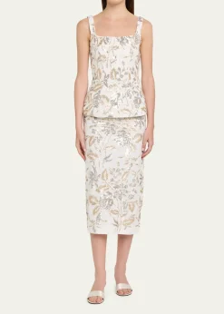Prabal GurungFloral Sequined Midi Pencil Skirt