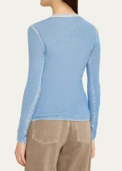 6397Printed Long-Sleeve Crewneck Top