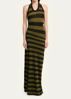 Proenza SchoulerFrann Striped Cotton Long Halter Dress