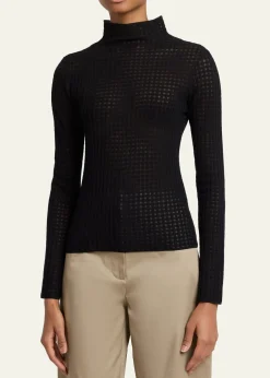 Proenza Schouler White LabelZella Check Merino Mock-Neck Top