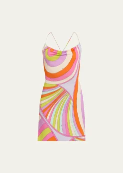 PucciIride Cowl-Neck Jersey Satin Mini Dress