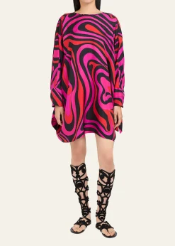 PucciMarmo Silk Twill Mini Caftan Dress