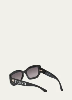 PucciOversized Logo Acetate & Metal Sunglasses