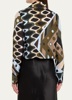 PucciVivara Silk Twill Crop Button-Down Shirt