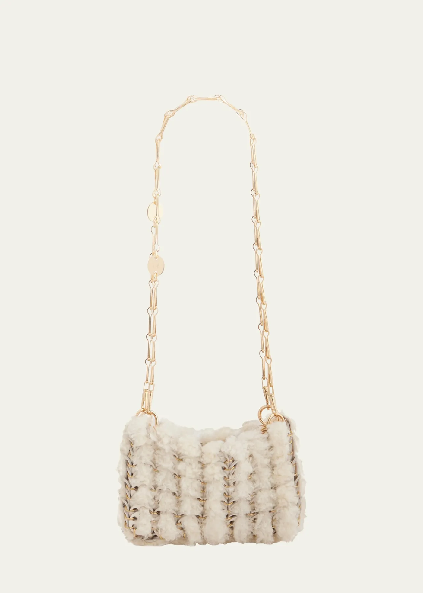 RabanneNano Disc Shearling Shoulder Bag