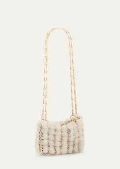 RabanneNano Disc Shearling Shoulder Bag