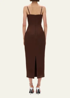 Rachel GilbertLeora Crystal-Strap Crepe Ankle Gown
