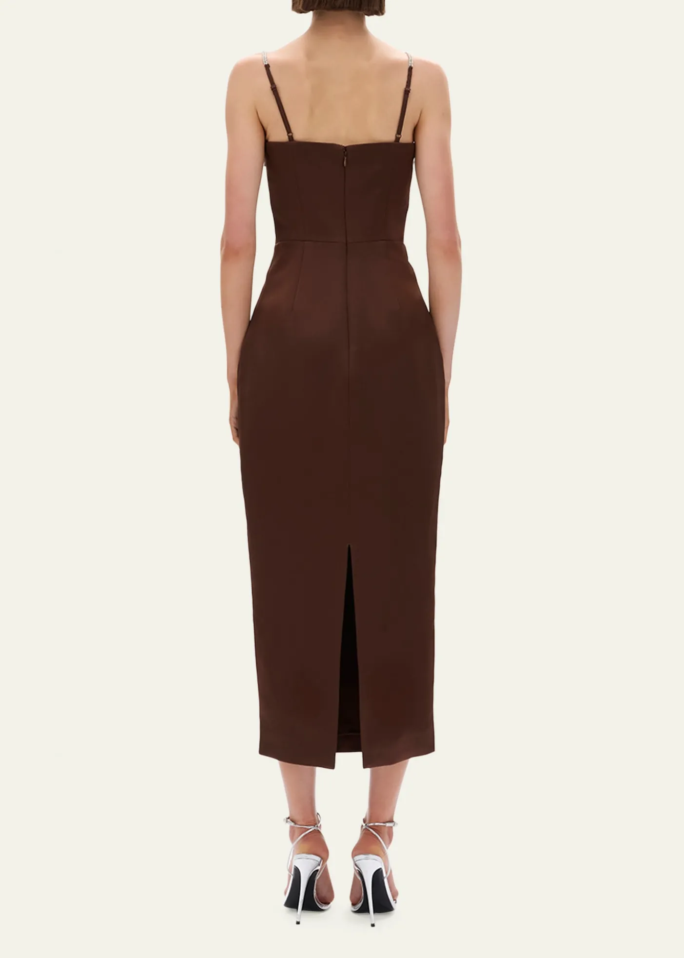 Rachel GilbertLeora Crystal-Strap Crepe Ankle Gown