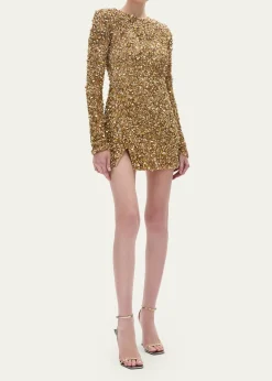 Rachel GilbertPhillipe Embellished Strong-Shoulder Mini Dress