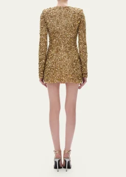 Rachel GilbertPhillipe Embellished Strong-Shoulder Mini Dress