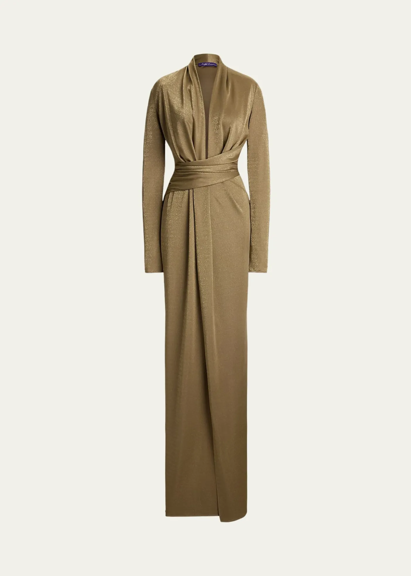 Ralph Lauren CollectionAshten Metallic Jersey Long-Sleeve Gown
