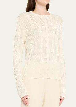Ralph Lauren CollectionCable-Knit Silk Crewneck Sweater