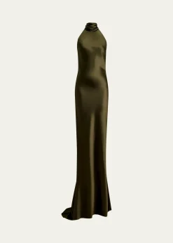 Ralph Lauren CollectionChilton Stretch Satin Halter Evening Dress