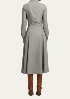 Ralph Lauren CollectionSafford Long-Sleeve Belted Midi Shirtdress